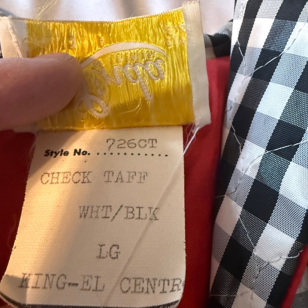 Vintage 50s Quilted Gingham Hostess Coat Red Lining Large - Picture 14 of 14